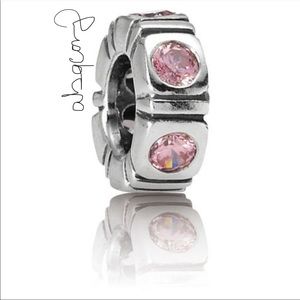 EUC Pandora 790368PCZ Sterling Silver Pink Zirconia Trinity Spacer